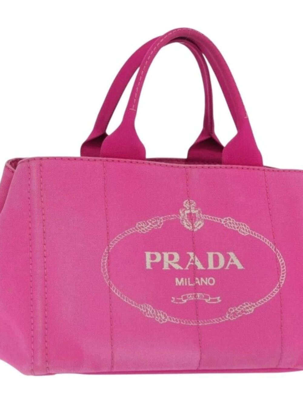 PRADA Canapa MM Hand Bag Canvas Pink Gold Auth 169038 - Picture 2 of 16